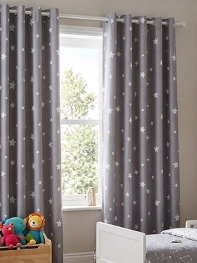 Star‎ Print Blackout Curtains - Gray